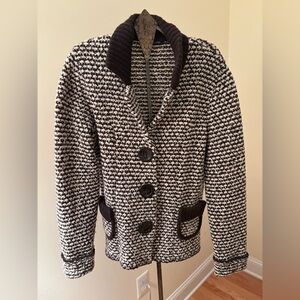 Anne Clair Vintage Womens Italian Brown and cream Button Jacket Size 42.